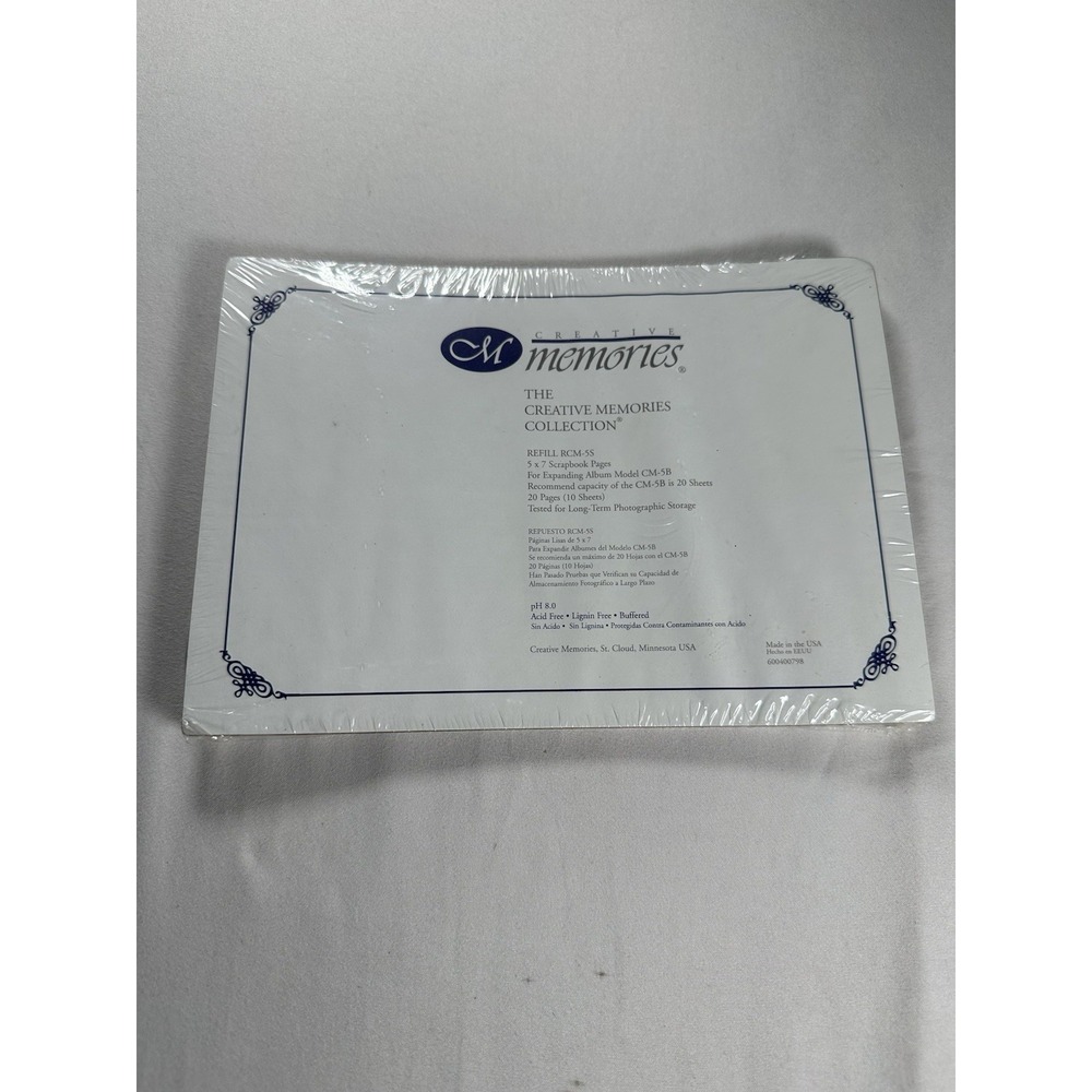Creative Memories 5" x 7" White Scrapbook Pages Refill 12 Sheets 2002 Sealed New